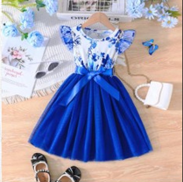 Baby Floral dress ( Blue)