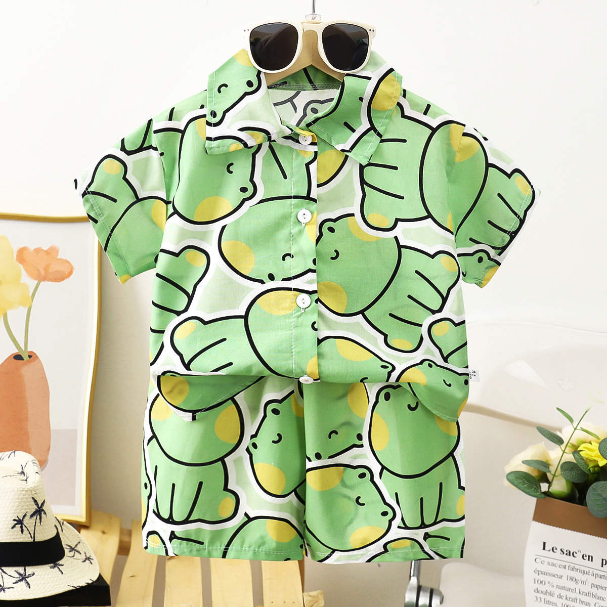 Boys Printed Shirt and Shorts Set